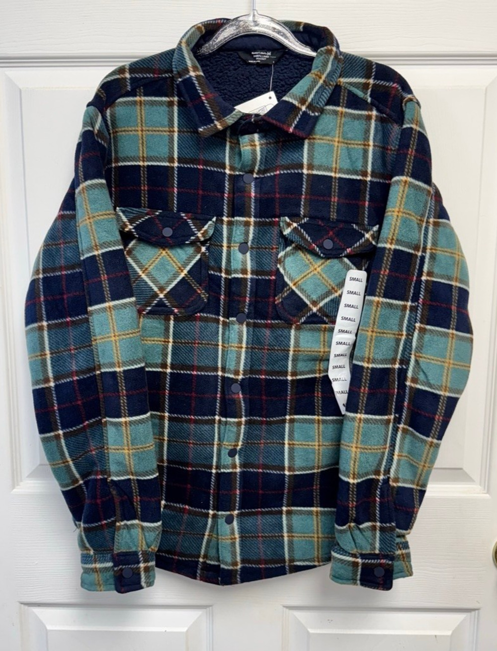 Member's Mark Sherpa Lined Shacket Jacket Men's Size Small Blue Green